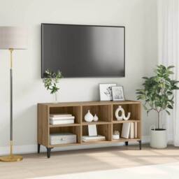 Berkfield Home TV Stand Artisan Oak Engineered wood, Metal Medium TV Stand in Brown - thumbnail 2