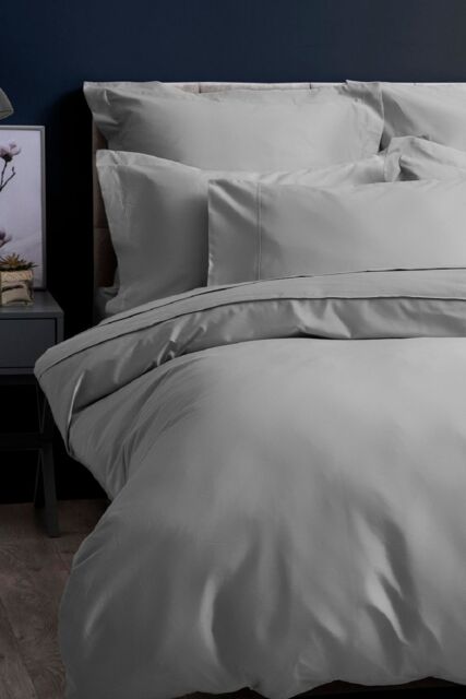 Belledorm Pima Cotton Sateen 450 Thread Count Duvet Cover in Light Grey - Size: Super King - image 1