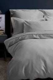 Belledorm Pima Cotton Sateen 450 Thread Count Duvet Cover in Light Grey - Size: Super King
