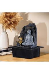 Living and Home Indoor Tabletop Water Fountain Buddha Decor in Grey - thumbnail 2