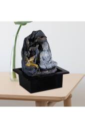 Living and Home Indoor Tabletop Water Fountain Buddha Decor in Grey - thumbnail 3