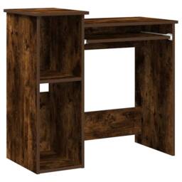 Berkfield Home Desk with Shelves Smoked Oak 84x40x78 cm Engineered Wood in Brown - Size: 84 x 40 x 78 cm - thumbnail 1