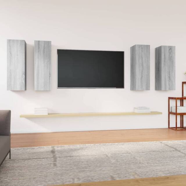 Berkfield Home TV Cabinets 4 pcs Grey Sonoma 30.5x30x90 cm Engineered Wood - image 1
