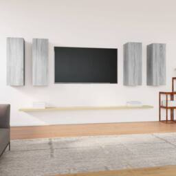 Berkfield Home TV Cabinets 4 pcs Grey Sonoma 30.5x30x90 cm Engineered Wood - thumbnail 1