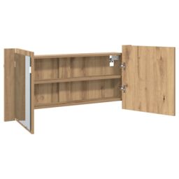 Berkfield Home LED Mirror Cabinet Artisan Oak 100x12x45 cm Engineered Wood in Brown - Size: 100 x 12 x 45 cm - thumbnail 5
