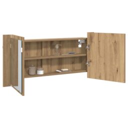Berkfield Home LED Mirror Cabinet Artisan Oak 100x12x45 cm Engineered Wood in Brown - Size: 100 x 12 x 45 cm - thumbnail 3