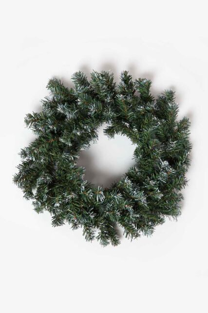 Homescapes Green Snow Dusted Christmas Wreath, 18 Inches - image 1