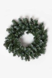 Homescapes Green Snow Dusted Christmas Wreath, 18 Inches