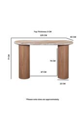 IH Design Upton Natural Marble & Wood Pedestal Console Table in Brown - thumbnail 5