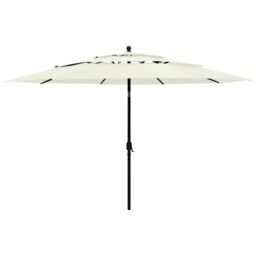 Berkfield Home 3-Tier Parasol with Aluminium Pole Sand 3.5 m in Beige - thumbnail 1