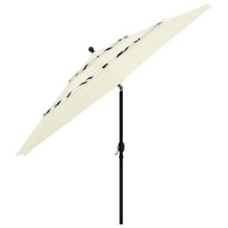 Berkfield Home 3-Tier Parasol with Aluminium Pole Sand 3.5 m in Beige - thumbnail 3