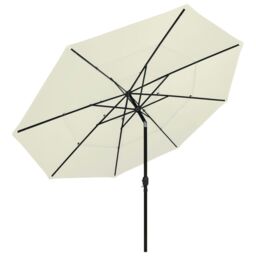 Berkfield Home 3-Tier Parasol with Aluminium Pole Sand 3.5 m in Beige - thumbnail 2