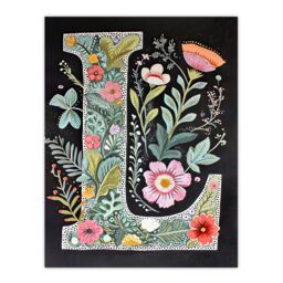"Artery8 Women's Wall Art Print Letter L Watercolour Wildflowers Colourful Nature Floral Word Art For Her Poster - Size: W12"" x H16""" - thumbnail 1
