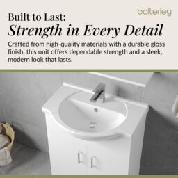 Balterley 2 Door Bathroom Vanity Basin Unit with Round Basin Gloss White 650mm - thumbnail 6