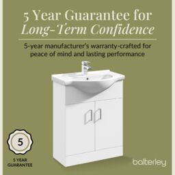Balterley 2 Door Bathroom Vanity Basin Unit with Round Basin Gloss White 650mm - thumbnail 4