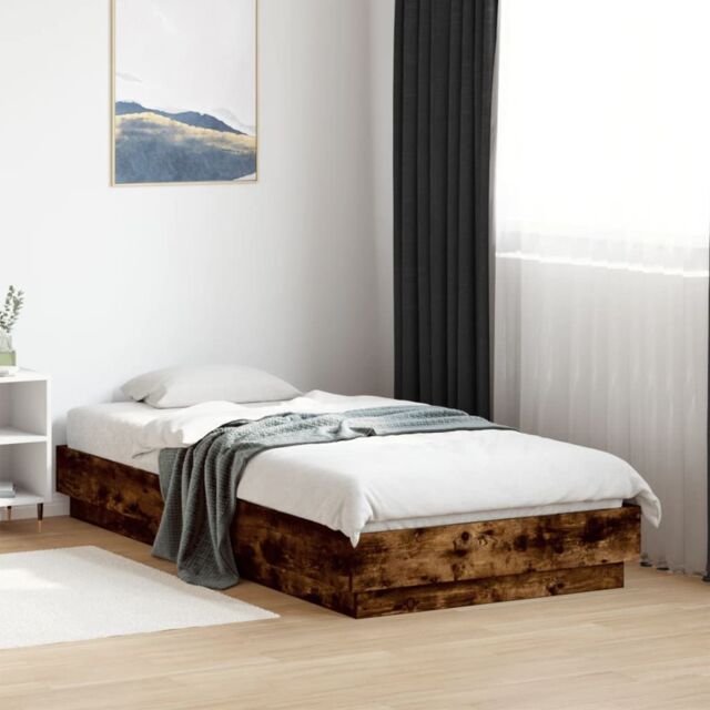 Berkfield Home Bed Frame without Mattress Smoked Oak 90x190 cm Single Engineered Wood in Brown - image 1