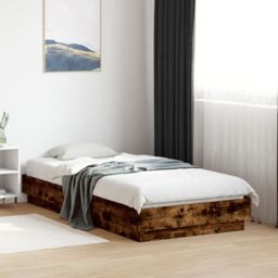 Berkfield Home Bed Frame without Mattress Smoked Oak 90x190 cm Single Engineered Wood in Brown - thumbnail 1