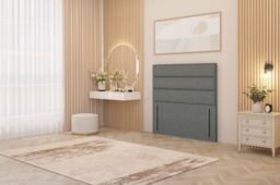 "Somnior Chambery 54"" Floor Standing Divan Headboard Upholstered Linen Fabric in Mid Grey - Size: Super King" - thumbnail 2
