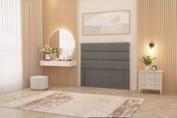 "Somnior Chambery 54"" Floor Standing Divan Headboard Upholstered Linen Fabric in Mid Grey - Size: Super King" - thumbnail 1