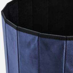 OHS Matte Velvet Round Ottoman Stool Storage Seat Footstool Tub in Navy - thumbnail 5