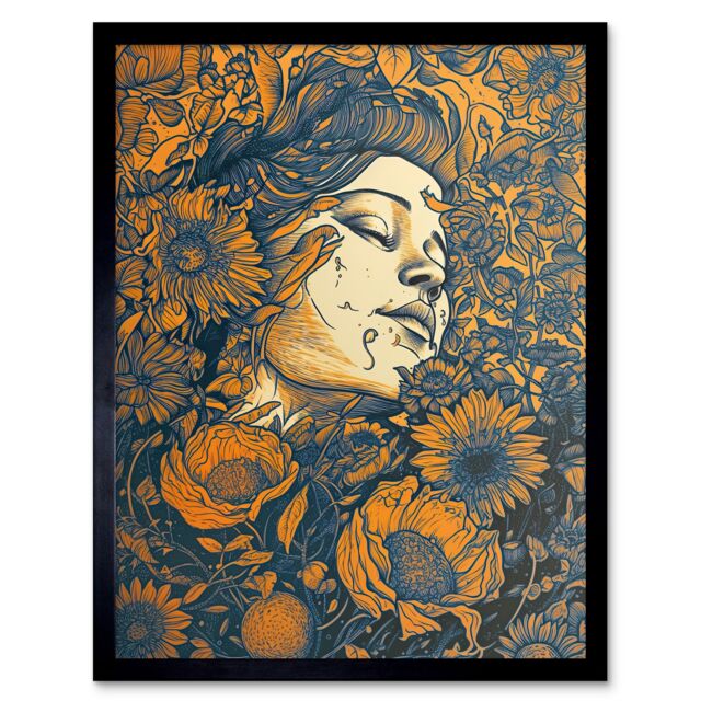 "Artery8 Wall Art Print Loving Spring Floral Boho Duotone Art Framed in Black - Size: W12"" x H16""" - image 1
