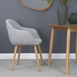 Home Garden Direct Luciano Upholstered Armchair in Premium Textured Linen in Grey - thumbnail 2