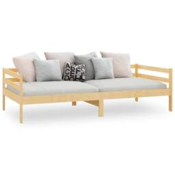Berkfield Home Day Bed Solid Pinewood 90x200 cm in Light Brown - thumbnail 4