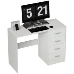 HOMCOM Computer Writing Desk, Study Table with 4 Drawers in White - thumbnail 2