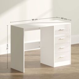 HOMCOM Computer Writing Desk, Study Table with 4 Drawers in White - thumbnail 3