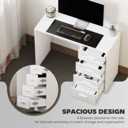 HOMCOM Computer Writing Desk, Study Table with 4 Drawers in White - thumbnail 4