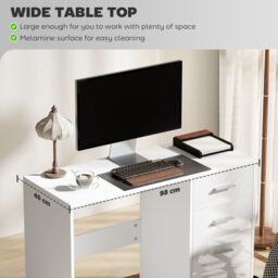 HOMCOM Computer Writing Desk, Study Table with 4 Drawers in White - thumbnail 6