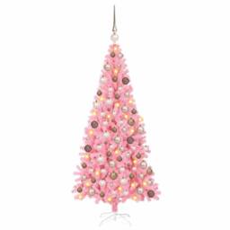 Berkfield Home Christmas Tree with 300 LEDs with Stand Pink 180 cm PVC - thumbnail 2