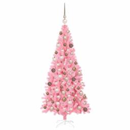 Berkfield Home Christmas Tree with 300 LEDs with Stand Pink 180 cm PVC - thumbnail 3