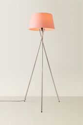 ValueLights Camden Polished Chrome Tripod Floor Lamp with Pink Tapered Lamp Shade in Pale Pink - thumbnail 3