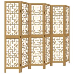 Berkfield Home Room Divider 6 Panels Brown Solid Wood Paulownia - thumbnail 2