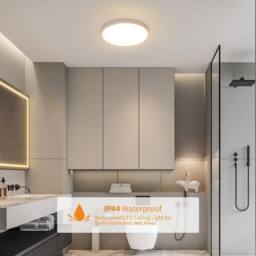 Goeco LED Ceiling Light, 30 cm, 24 W IP54 Bathroom LED Ceiling Light, 4500K in White - thumbnail 2