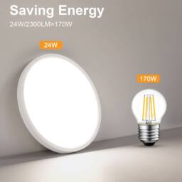 Goeco LED Ceiling Light, 30 cm, 24 W IP54 Bathroom LED Ceiling Light, 4500K in White - thumbnail 8