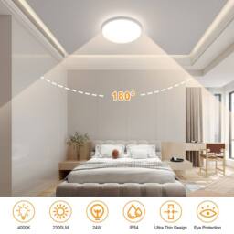 Goeco LED Ceiling Light, 30 cm, 24 W IP54 Bathroom LED Ceiling Light, 4500K in White - thumbnail 7