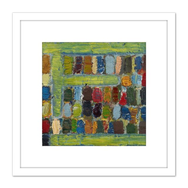 Artery8 Coulon 1970 Composition 3 Abstract Painting 8X8 Inch Square Wooden Framed Wall Art Print Picture with Mount in White - image 1