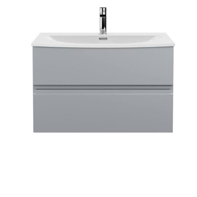 Balterley Mavesyn 2 Drawer Wall Hung Vanity Basin Unit, Satin Grey, 800mm in Grey - image 1
