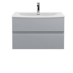 Balterley Mavesyn 2 Drawer Wall Hung Vanity Basin Unit, Satin Grey, 800mm in Grey