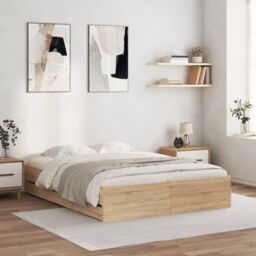 Berkfield Home Bed Frame with Drawers without Mattress Sonoma Oak 140x200 cm in Brown - thumbnail 1