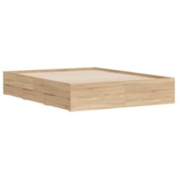 Berkfield Home Bed Frame with Drawers without Mattress Sonoma Oak 140x200 cm in Brown - thumbnail 4