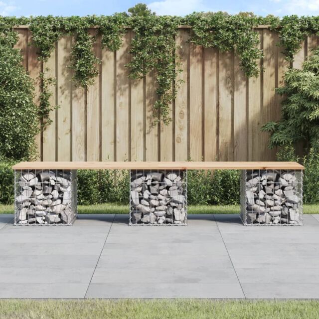 Berkfield Home Garden Bench Gabion Design 203x44x42 cm Solid Wood Pine in Brown - Size: 203 x 44 x 42 cm - image 1