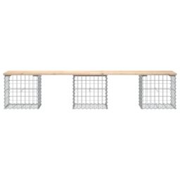 Berkfield Home Garden Bench Gabion Design 203x44x42 cm Solid Wood Pine in Brown - Size: 203 x 44 x 42 cm - thumbnail 3