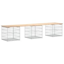 Berkfield Home Garden Bench Gabion Design 203x44x42 cm Solid Wood Pine in Brown - Size: 203 x 44 x 42 cm - thumbnail 5