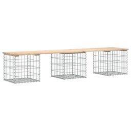 Berkfield Home Garden Bench Gabion Design 203x44x42 cm Solid Wood Pine in Brown - Size: 203 x 44 x 42 cm - thumbnail 2