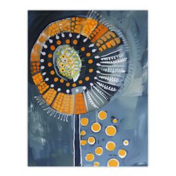 "Artery8 Abstract Dandelion Orange Blue Floral Folk Art Wall Art Print - Size: W12"" x H16""" - thumbnail 1