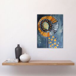 "Artery8 Abstract Dandelion Orange Blue Floral Folk Art Wall Art Print - Size: W12"" x H16""" - thumbnail 4