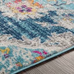 Livabliss Floransa-Vintage Blue Beige Grey Pink Traditional Boho Living Dining Rug - Size: 160 cm diameter - thumbnail 3